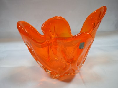1960's orange glass bowl